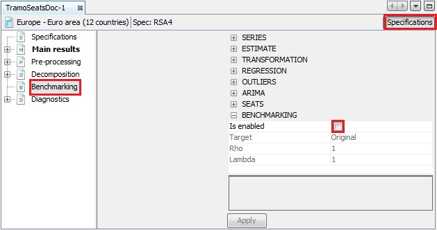 Benchmarking option – a default view