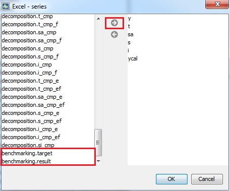 Exporting the results of the benchmarking procedure